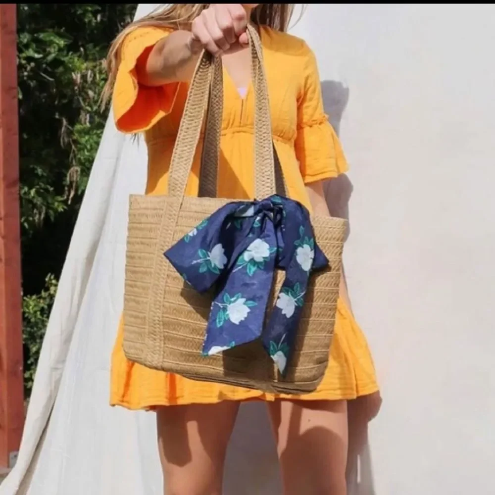 Draper James Straw Scarf Bag